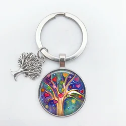 Tree of Life glass cabochon statement keychain and pendant jewelry vintage charm key ring steampunk jewelry for women's gifts