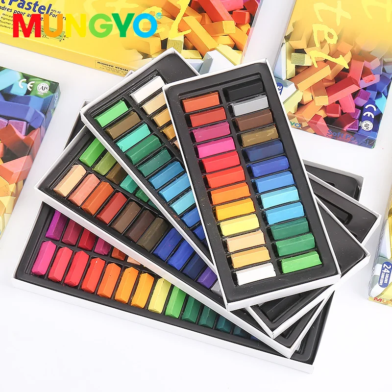 MUNGYO MPS Soft Pastels 24/32/48/64 Colors Short  Size Art Drawing Supplies