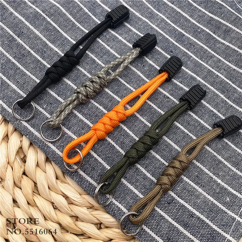 Handmade 7-core Umbrella Rope Weaving Keychain Lanyard Rope Pull Tab For Flashlight Knife Anti-lost Ring Buckle Car Keyring