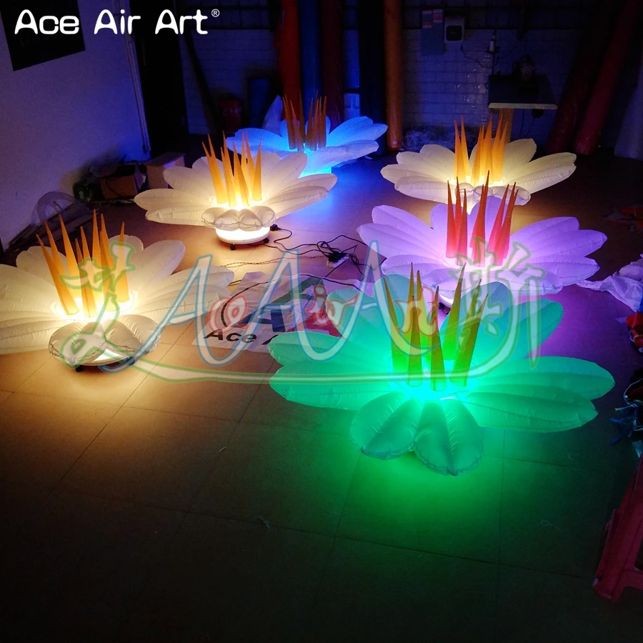 4 ชิ้น Nice LED Inflatable ดอกไม้ตกแต่งดอกไม้แบบจําลองเปลี่ยนสีสําหรับเวที/ปาร์ตี้ Decorationo