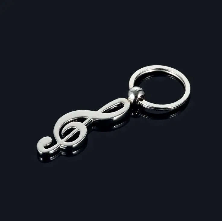 Hot Selling Keychain Silver Plated Musical Note Key Chain for Car Metal Music Symbol Key Ring Gift Wholesale