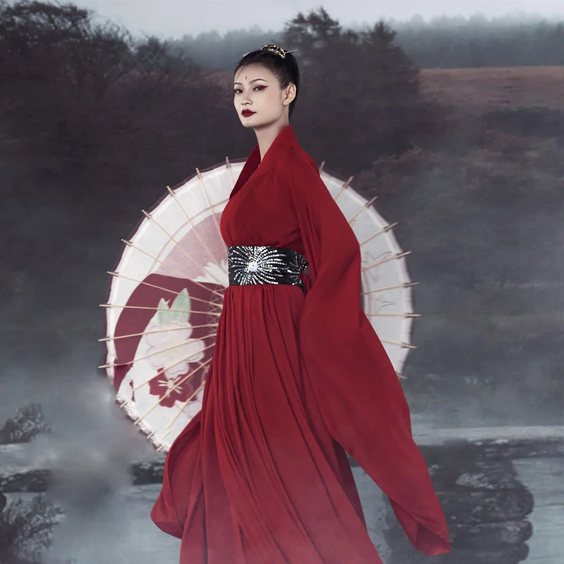 WYJN Red Swordlady Fairy Fantasy Drama Costume Female General Heroine Cosplay Hanfu Bride Wedding Privacy Photography Dress