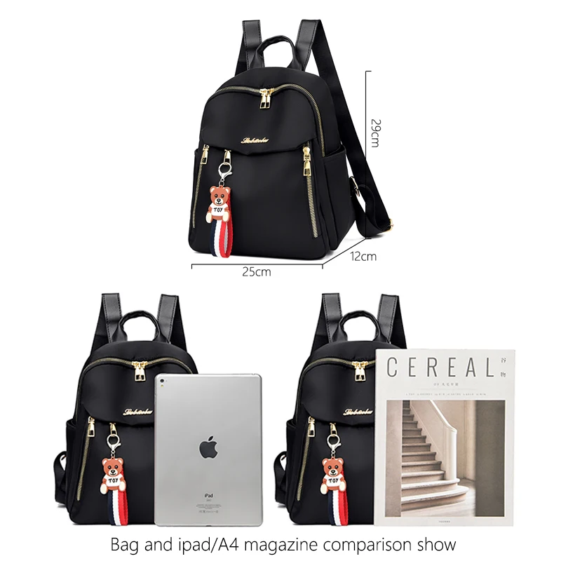 High Quality Oxford Backpack Women Multiple Pockets Mochila Black Red Small Designer Bagpack Cute Book Bag Waterproof School Bag