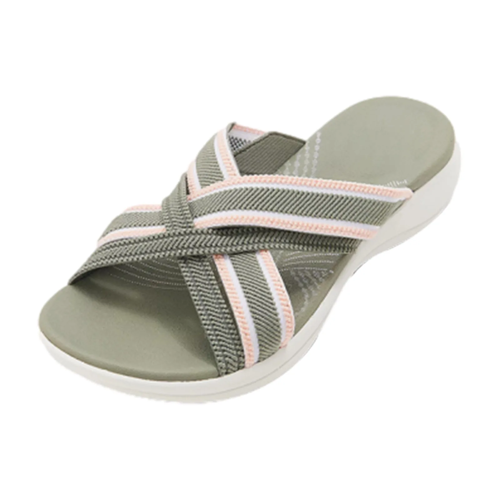 Women slippers woven Summer Sandals cross Bandage Casual Beach Open-Toe stretch Slope heel Shoes breathable lady slippers