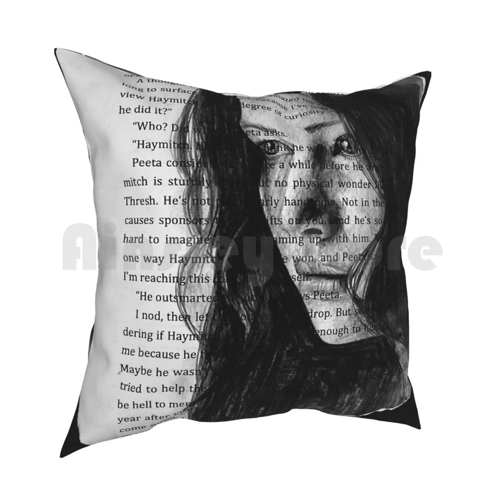 Katniss Everdeen Portrait Book Pillow Case Printed Home Soft DIY Pillow cover Katniss Everdeen Thg The Hunger Games