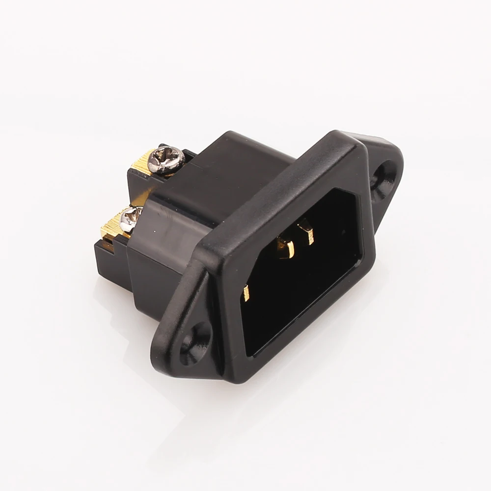 2PCS onbedrukt 24K Gold plated IEC Inlaat Mains Power Inlet Socket IEC Inlet stopcontact