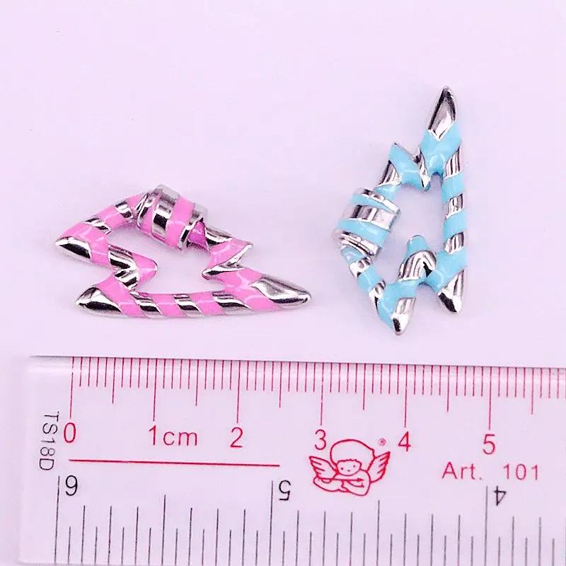 5Pcs,Colorful Enamel Pave Lightning Bolt Clasp, Gold Carabiner Clasp, 20x32mm, For Jewelry Making DIY Accessories