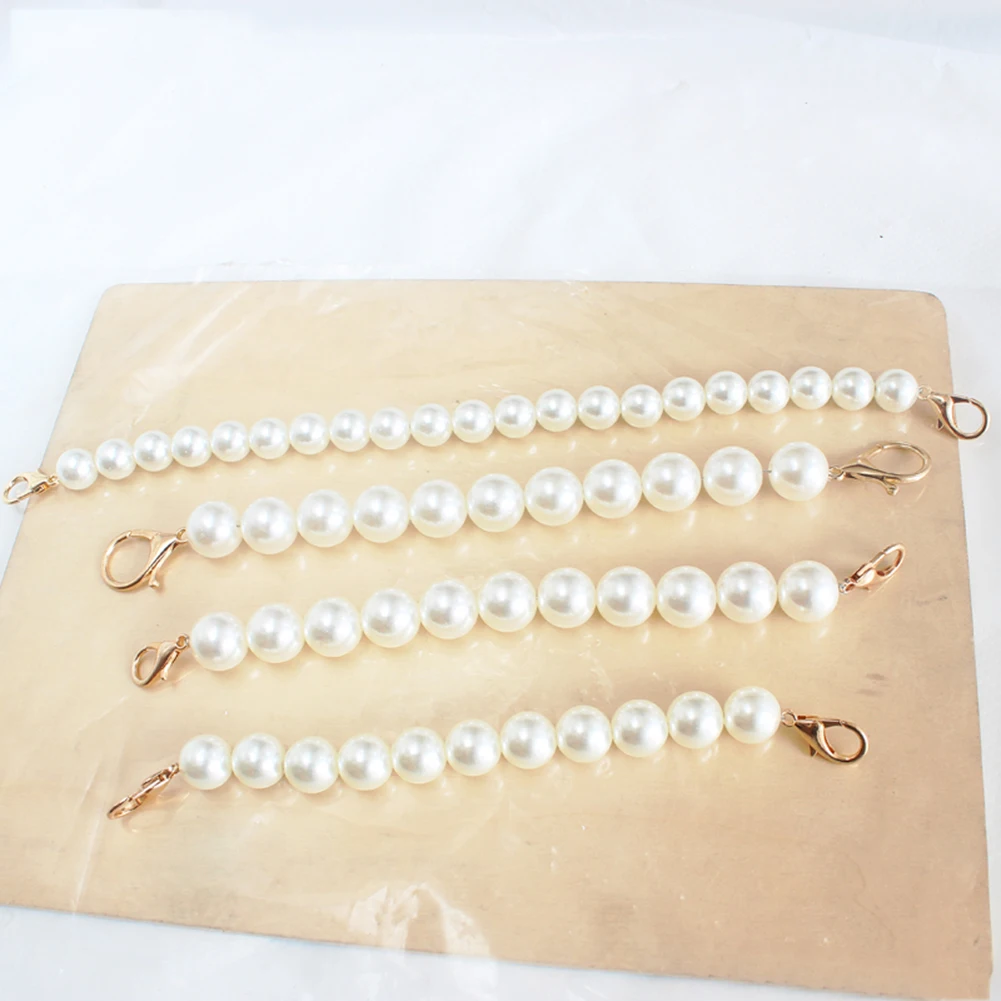 Pearl strap for bags handbag accessories purse belt handles cute bead chain tote women parts silver/gold /black clasp