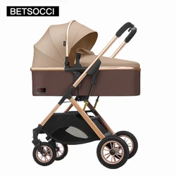 BETSOCCI-Poussette bébé 2 en 1, peut s'asseoir légèrement et possède un paysage élevé absorbant les chocs, nouveau-né