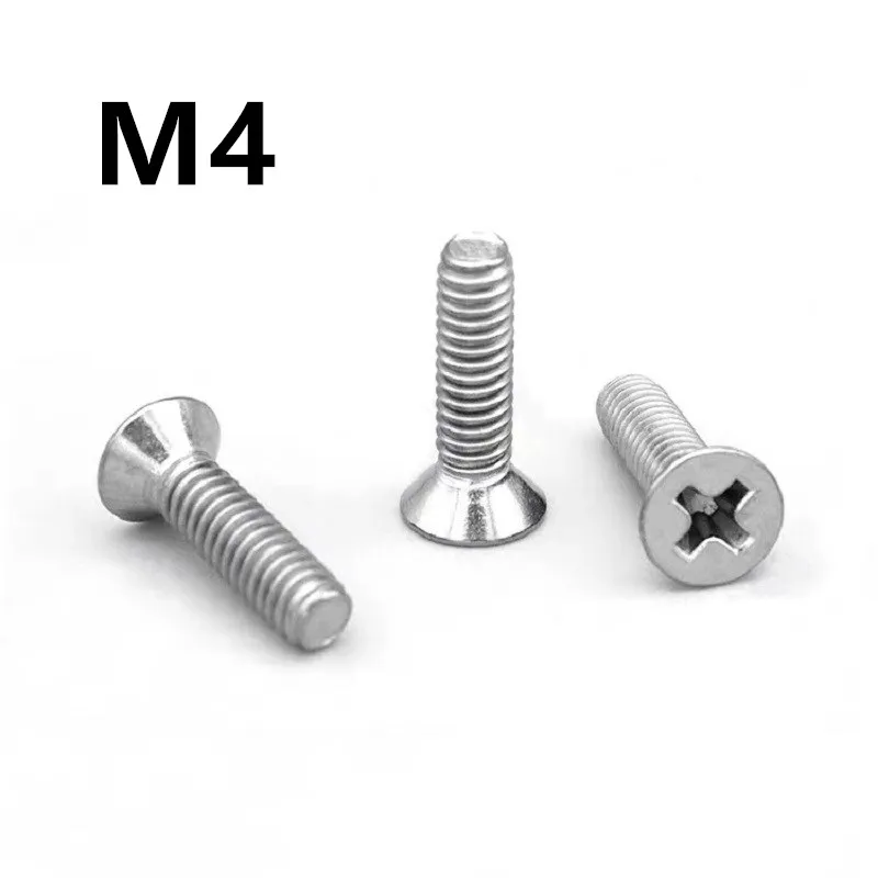 

10PCS M4x8/10/12/14/16/20/25/30/40mm Titanium screw Countersunk head DIN965 GB819 Pure titaniums GR2 Flat heads Phillips screws