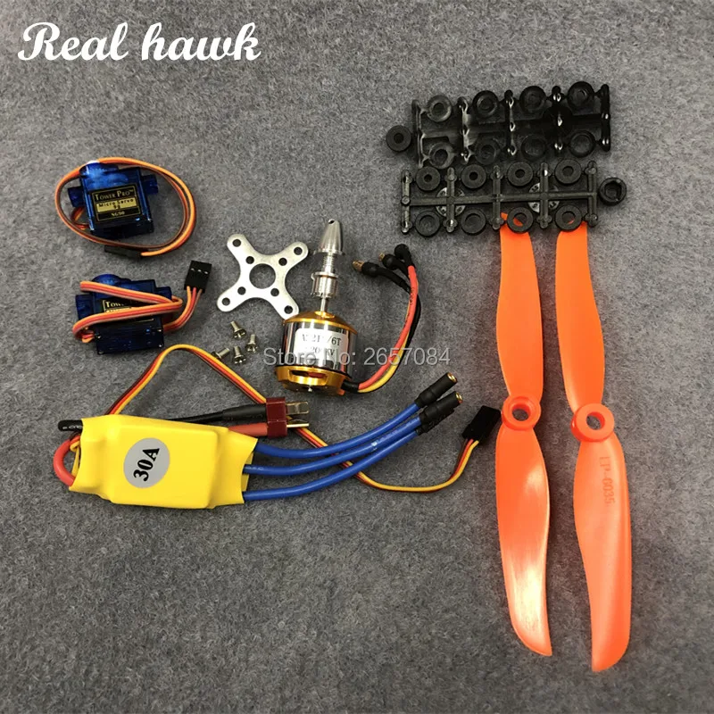 2212 A2212 1000KV Motor tanpa sikat 30A ESC Motor Mount 1060 baling-baling SG90 9G Servo mikro untuk RC helikopter pesawat sayap tetap