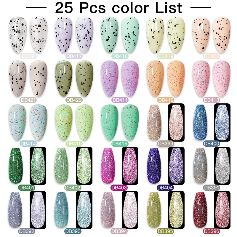 

Mtssii 25pcs Gel Nail Polish Set DIY Yogurt Jelly Eggshell Effect Reflective Gel Soak Off Base Top Coat Gel Color Uv Varnish