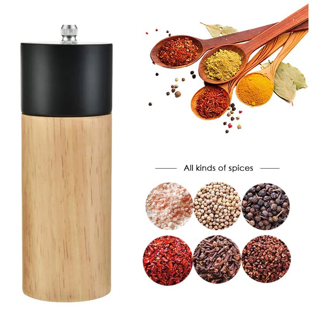 

Mini Manual Pepper Grinder Wooden Salt & Pepper Mill Multi-Purpose Cruet Kitchen Tool With Ceramic Grinder for Kitchen BBQ Tools