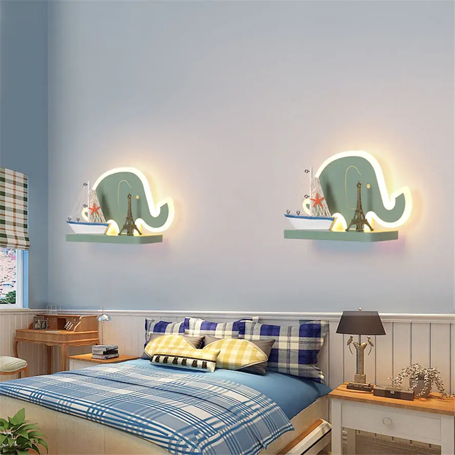creative Plane metal Shelves led wall lamp for children's room study home deco cartoon led wall light kids bedroom bedside lamp