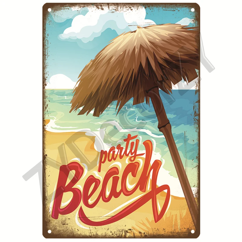 Hawaii Beach Blechschild Poster Vintage Wandposter Metallschild Dekorative Wandplatte Küchentafel Metall Vintage Dekor Zubehör – Detail 13