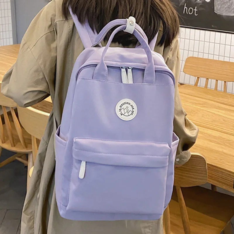 New Original Design Double Shoulder Bag Girl Student Minority Solid Color Schoolbag Large Capacity Waterproof Women Backpack