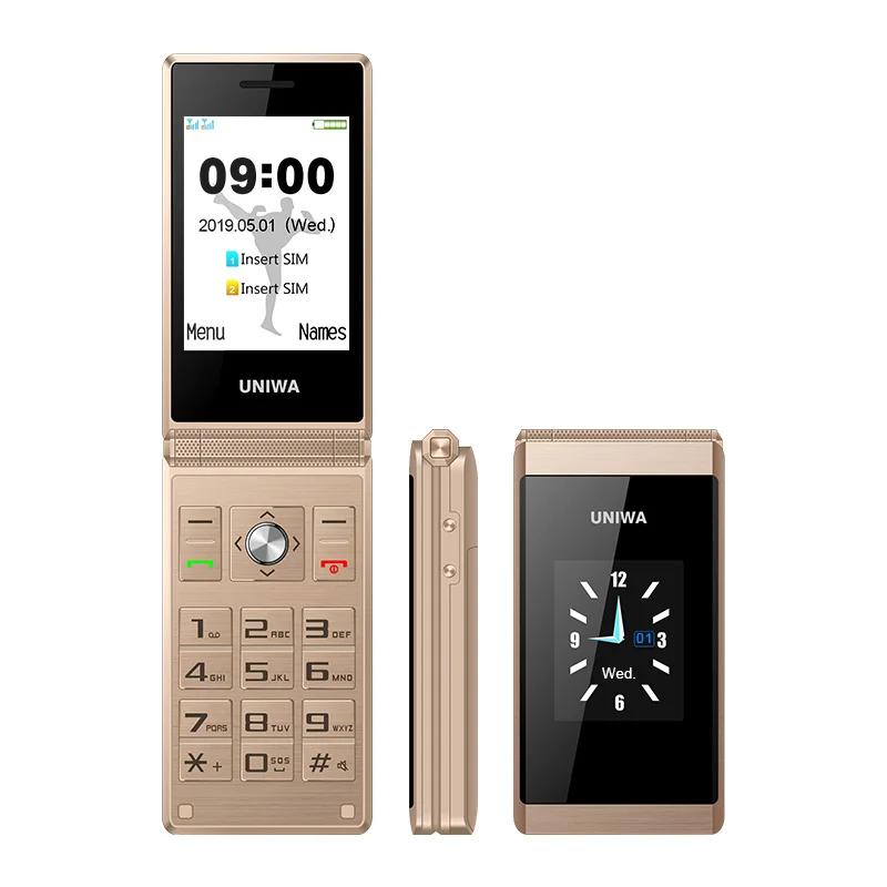 UNIWA X28 Old Man Flip Mobile Phone GSM Senior Big Push-Button Flip Phone Dual Sim FM Radio