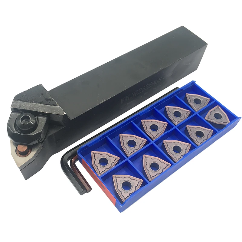 1PC WWLNR2525M08 Outing Turning Tool Holder + 10PCS WNMG080408-MM FT1125 Carbide Inserts Tool Set CNC Metal Lathe Cutting Tool