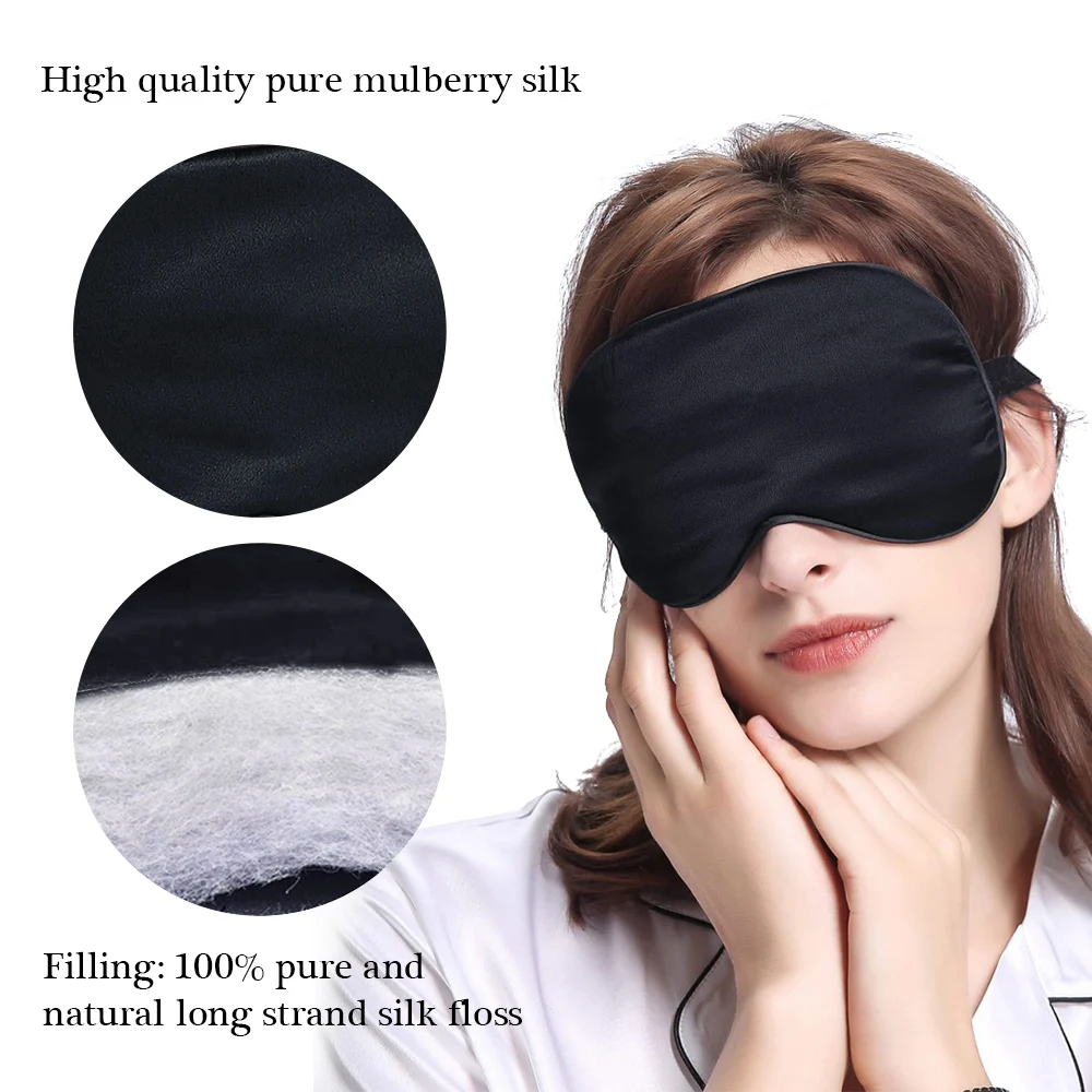 LILYSILK 19 Momme Silk Sleep Mask Eye With Black Trimming Big Sale Free Shipping