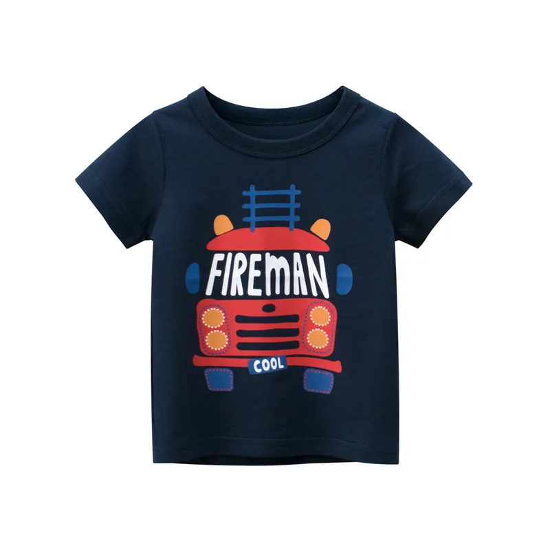 Baby Boys Clothes T-Shirts for 1 2 3 4 5 6 7 8 Years 100% Cotton Short Sleeve Car Bus Fire Truck Cartoon  Kids Summer Clothing