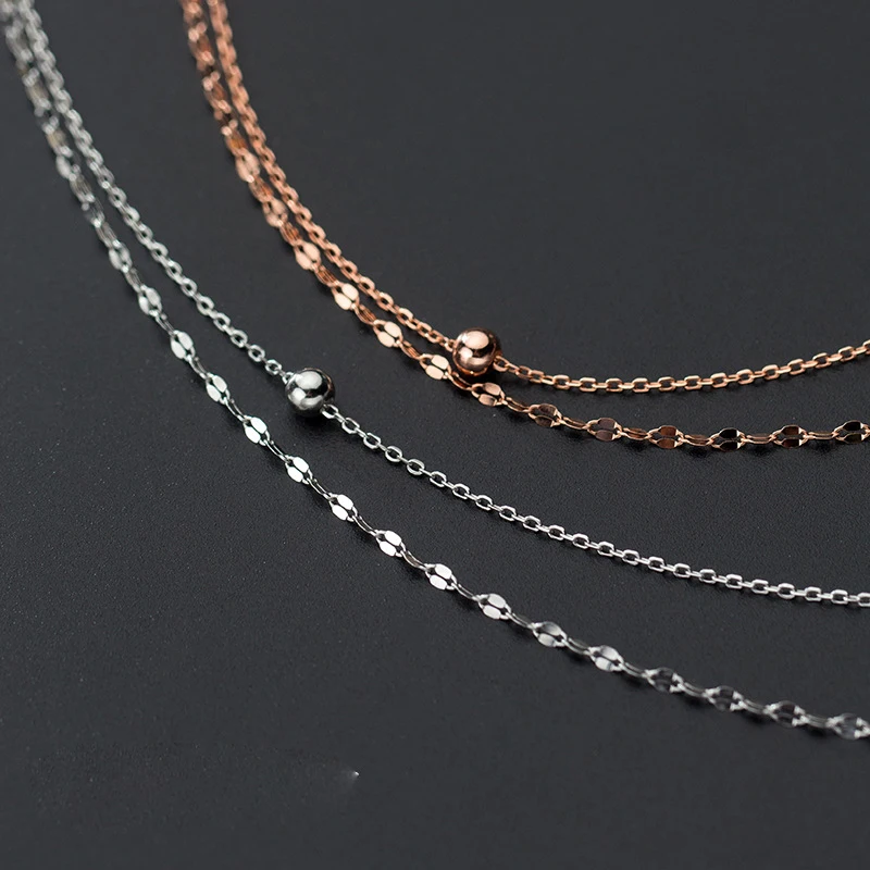 La Monada Ball 925 Sterling Silver Necklaces For Women Beautiful Layered 925 Silver Chain Necklace Women Jewelry Korean Female