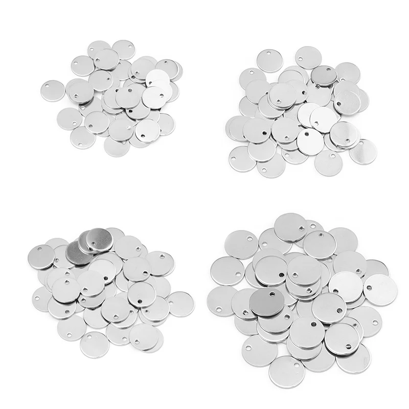 10-20pcs Round Heart Stainless Steel Charms Stamping Blanks Dog Tag Pendant For Necklaces DIY Jewelry Making Support Engrave