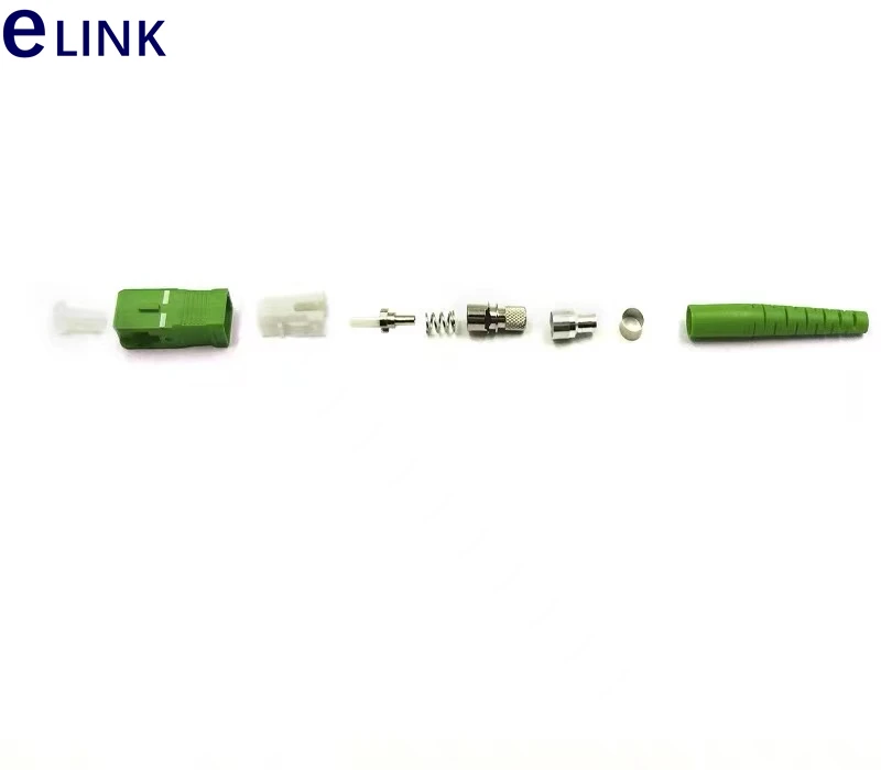 fiber connector KITS 1000PCS SC/APC Green Preassembled Unassembled Simplex SM 3.0mm 2.0mm 0.9mm ftth SC connector accessory ELIN