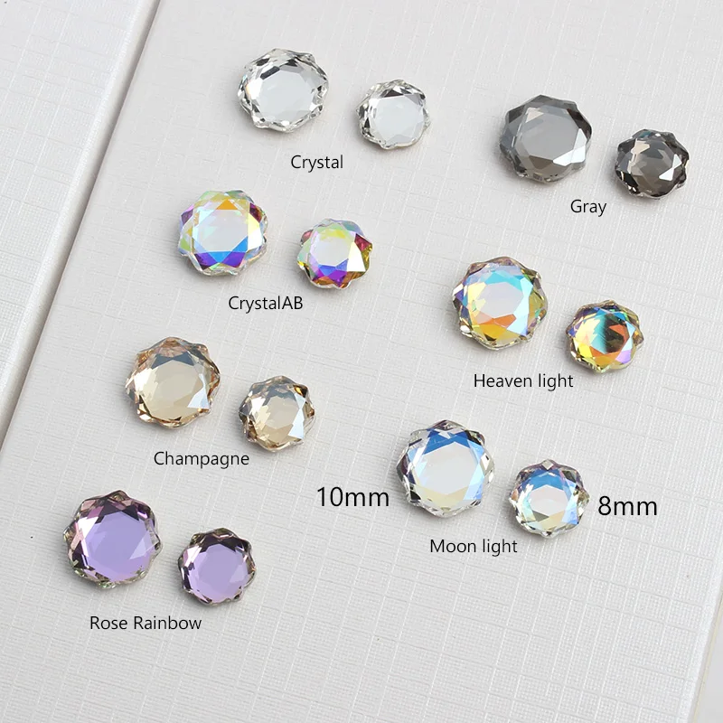 Brand New High Quality 9k Glass Diamond Nail Art Rhinestone Round Magic Mirror 8MM And 10MM Manicure Accessories