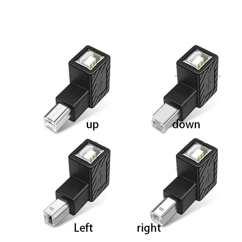 USB 2.0 Type B 90 Degree Angle Converter Adapter Male to Female Printer Scanner Connector Plug&Play Up/Down/Left/Right To Choose