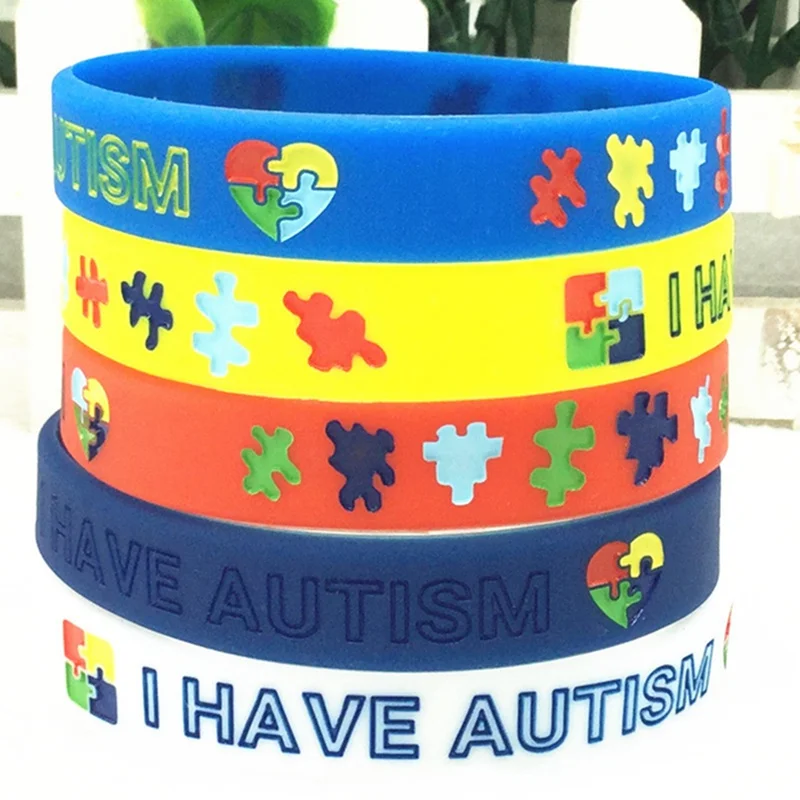 1 Pc Alert Autism Awareness Rainbow Silicone Rubber Bracelet Wristband Shipping