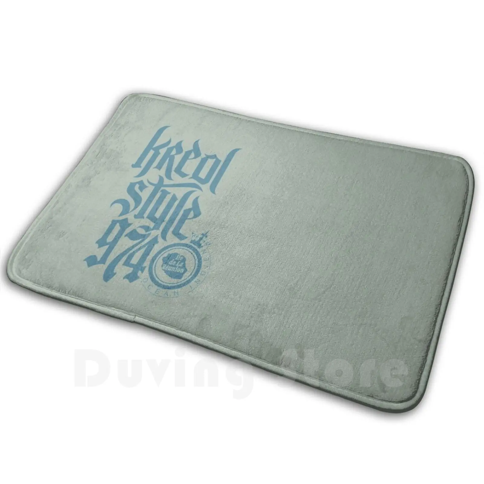 Kreol Style 974-Blue Logo Carpet Mat Rug Cushion Soft 974 Logo 974 Creole Reunionnais Reunion Island Reunionese