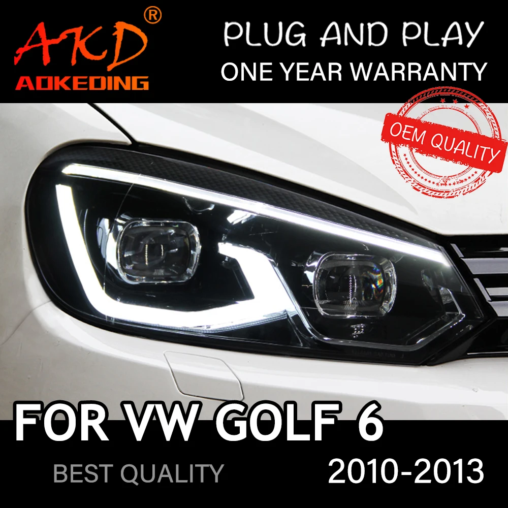 Headlight For VW Golf 6 2009–2013 MK6 Car автомобильные товары LED DRL Hella 5 Xenon Lens Hid H7 Golf6 Car Accessories