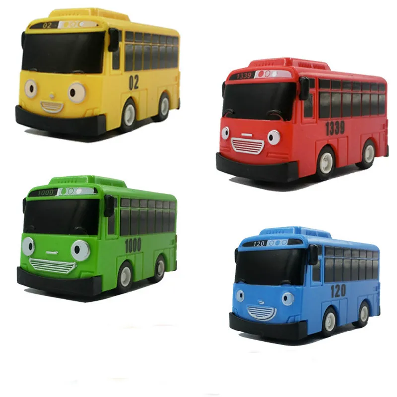 Tayo the little bus mini modelo de coche de Anime coreano para niños, plástico, tirar hacia atrás, azul, Tayo Gani, amarillo, Lani, verde, rojo, Rogi, regalo para niños