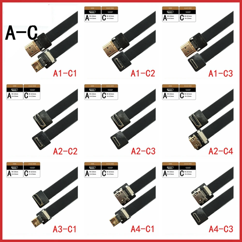 5cm-100cm FPCリボンフラットHDMI互換ケーブルピッチ20ピンオスコネクタFPV HD - Mini HDTV 90度アダプター