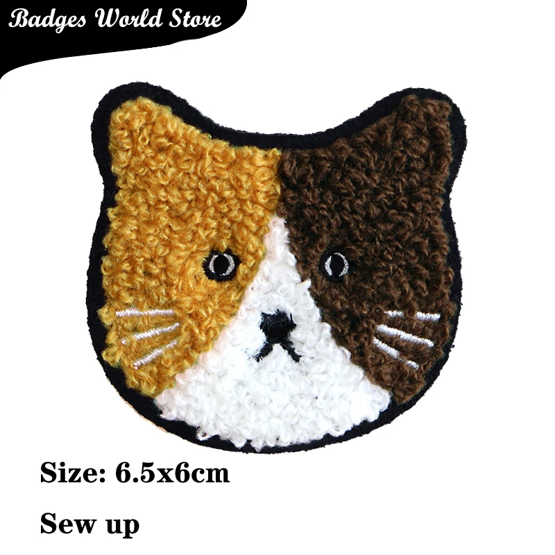 Cute Bear Panda Cat Chenille Icon Towel Embroidered Iron on Patches DIY Stripes Clothes Patchwork Sticker Badges on the Backpack