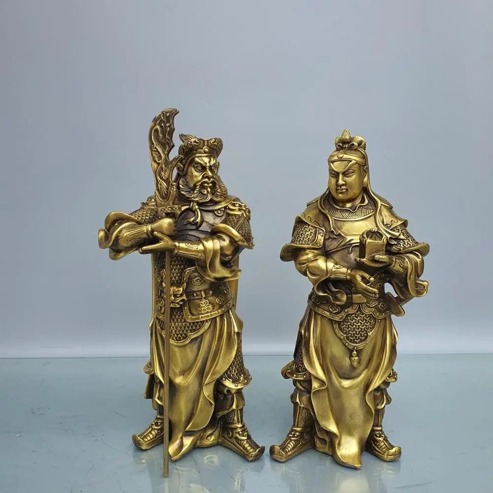 11"Xizang Folk Old Bronze Spring Autumn Guan Gong Statue Follow official seal  of Guan Gong knife Zhongyi Guan Yu view 5