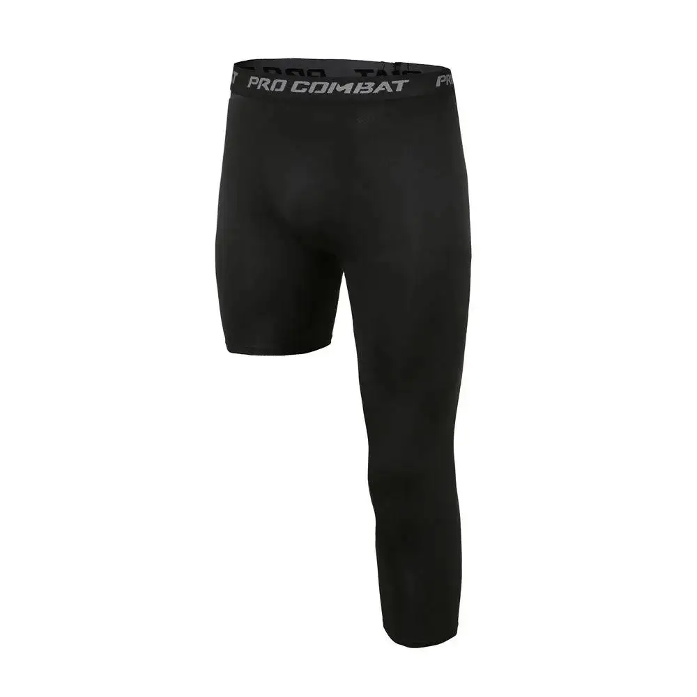 Mallas Capri de una pierna para hombre, pantalones para correr, gimnasio, baloncesto, fútbol, Fitness, ejercicio, deporte, 20, 3/4