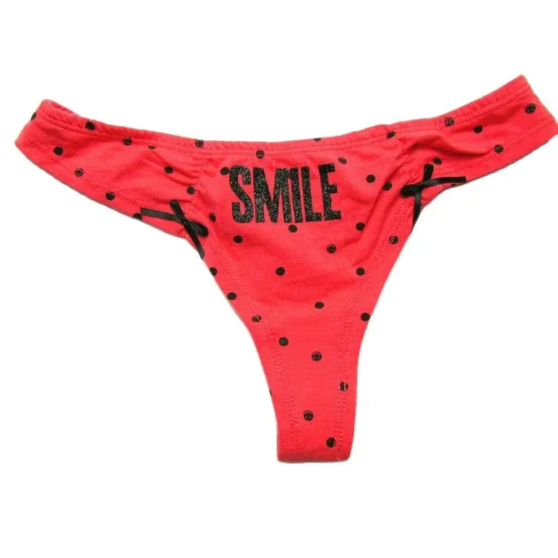 CandyCherries Smile Dots Sexy G-String 3 Colors Mini Bow Rose Pink Tback Women Thongs Victoria Panties Female Seamless Underwear