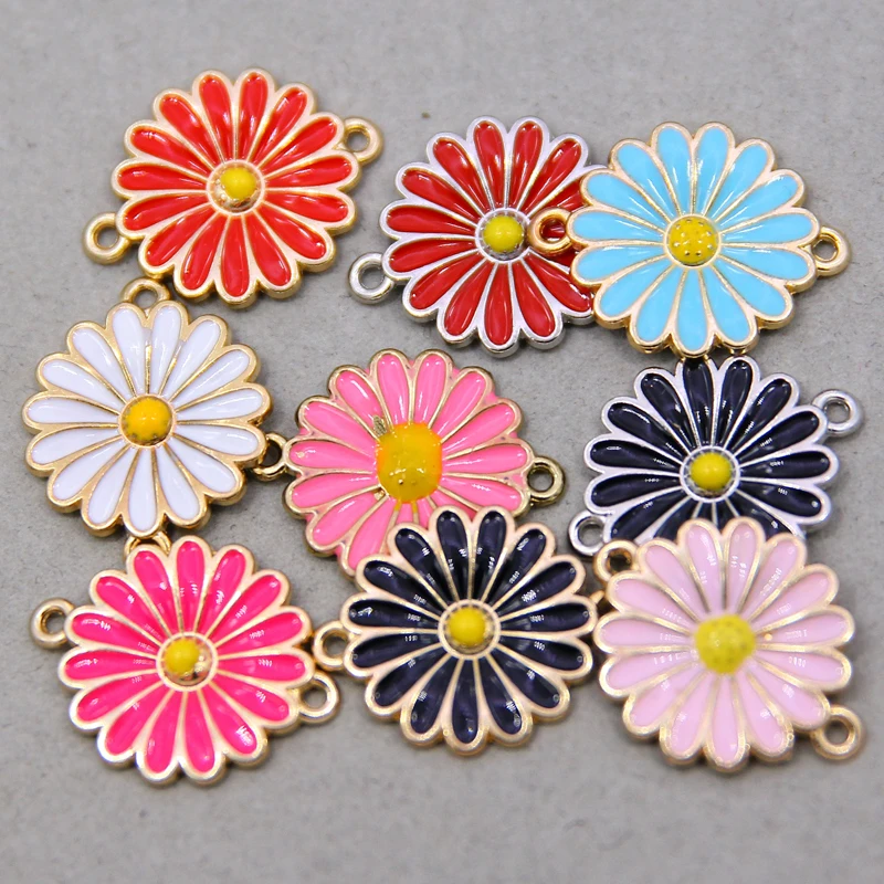 6pcs/lot multiple colors Beautiful flower pendant alloy enamel Charm DIY accessories of necklace bracelet headdress