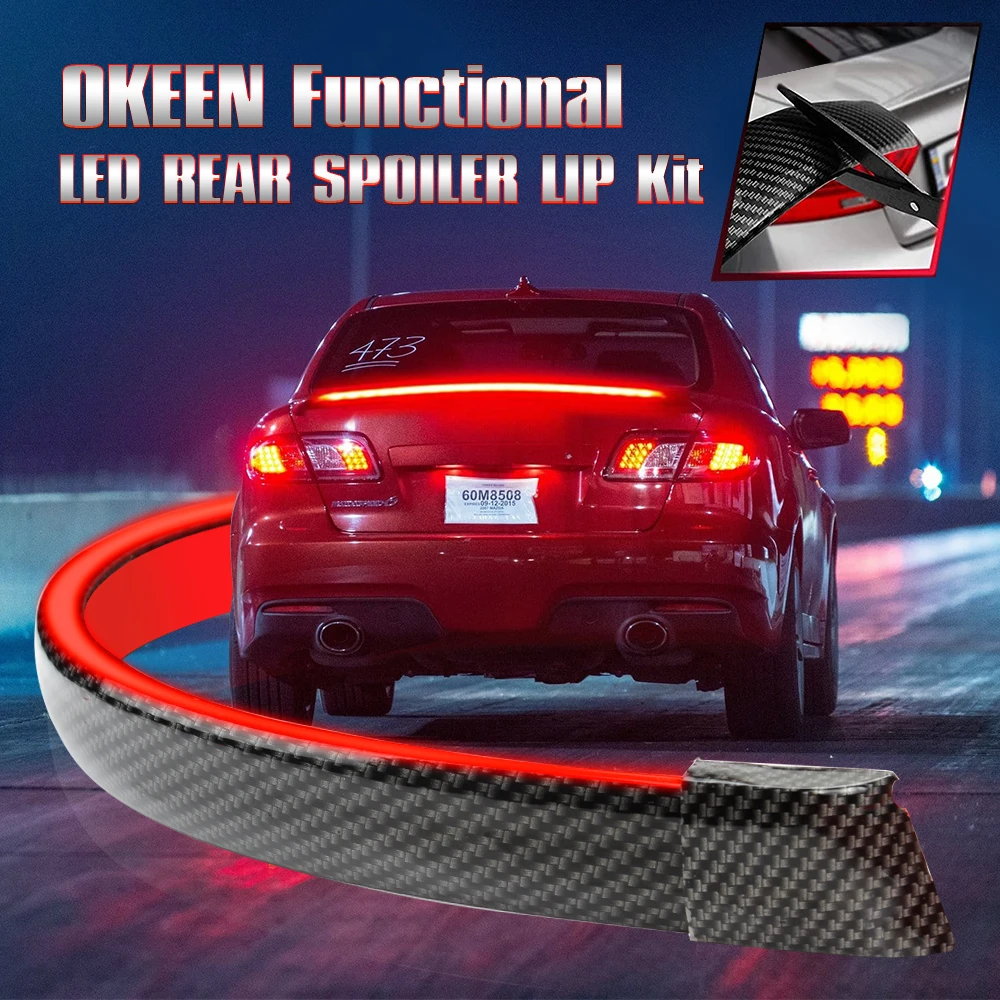 OKEEN Led Spoiler Light For Car Driving Warning Stop Signal Rear Tail Light Strip The Third Brake Lamp Auto Tuning Accessory 12V