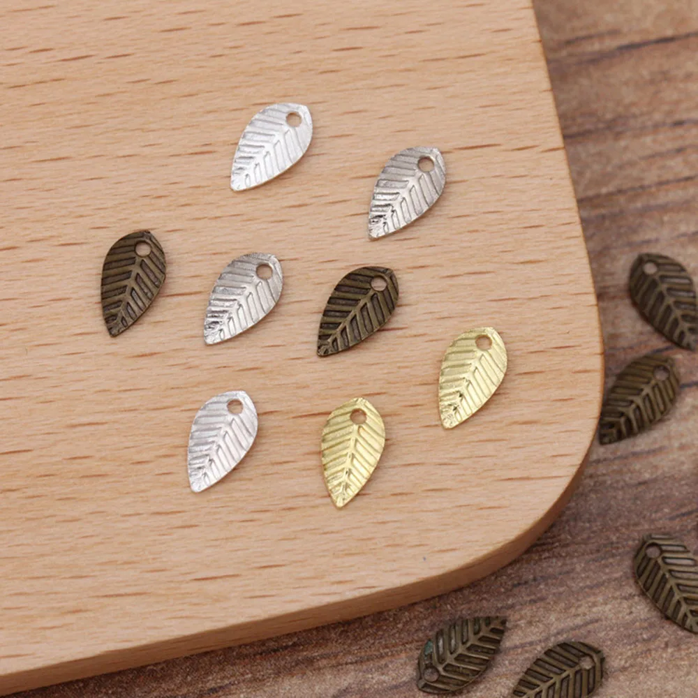 100pcs 4x7mm Vintage Small Leaf Charms Jewelry Charms DIY Necklace Bracelet Earrings Findings Handmade Material