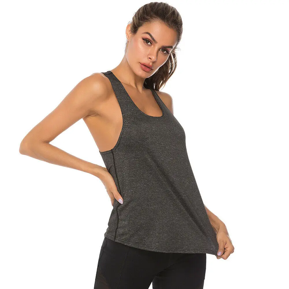 Women Fitness Yoga Shirt Sports Gym Racer Back Running Vest Jogging Yoga Tank Top 5 Colors Female Yoga Shirts Workout Wear