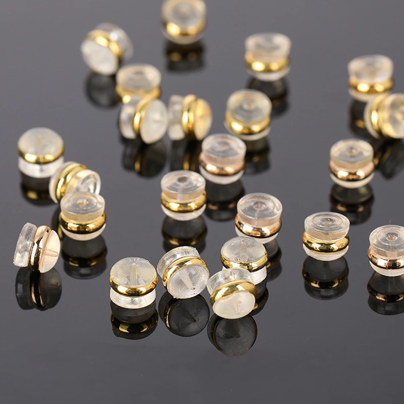 20-40 stücke Silikon Gummi Ohr Zurück Stopper Kupfer Ring Hamburger Ohr Stecker Für Schmuck Machen DIY Ohrring Zubehör – Detail 3