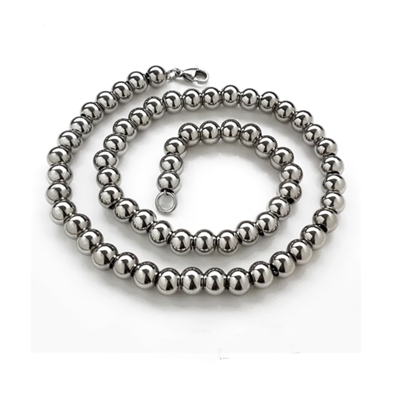 mens necklaces beads stainless steel large steel beads chain necklace gifts for male accessories jewelry on the neck wholesale