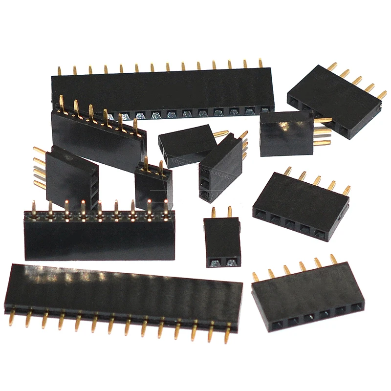 5PCS Single Row Female Stright Pin Header Right Angle For Arduino PCB socket Connector Strip 2.54mm 2/3/4/5/6/7/8/9/10/12/40Pin