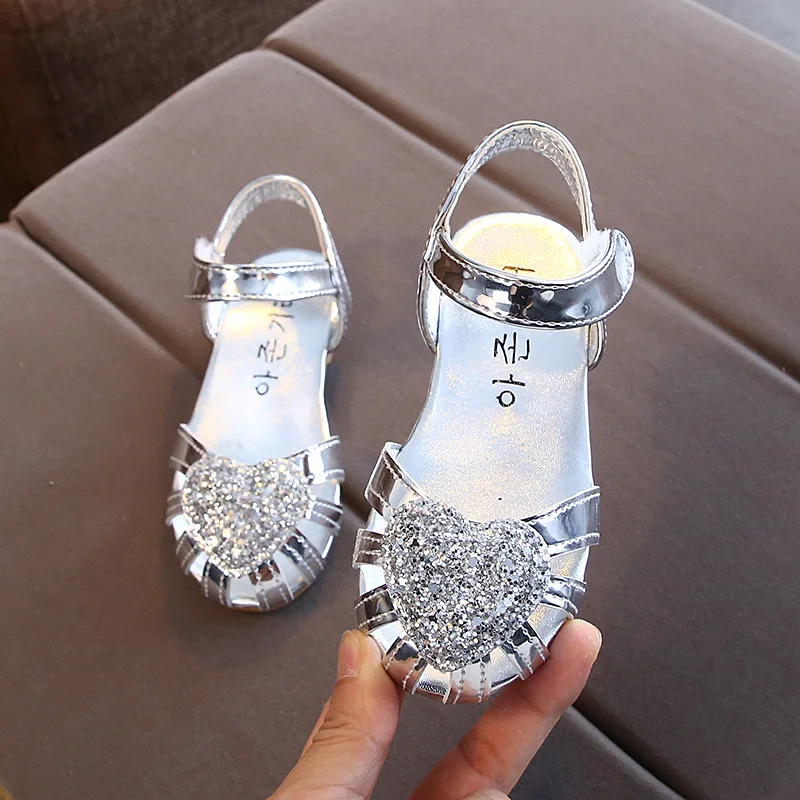 Children Fashion Sequins Girl\'S Princess Dress Beach Shoes Kids Summer Hollow Sandals 2021 3 4 5 6 7 8 9 10 11 12 Years