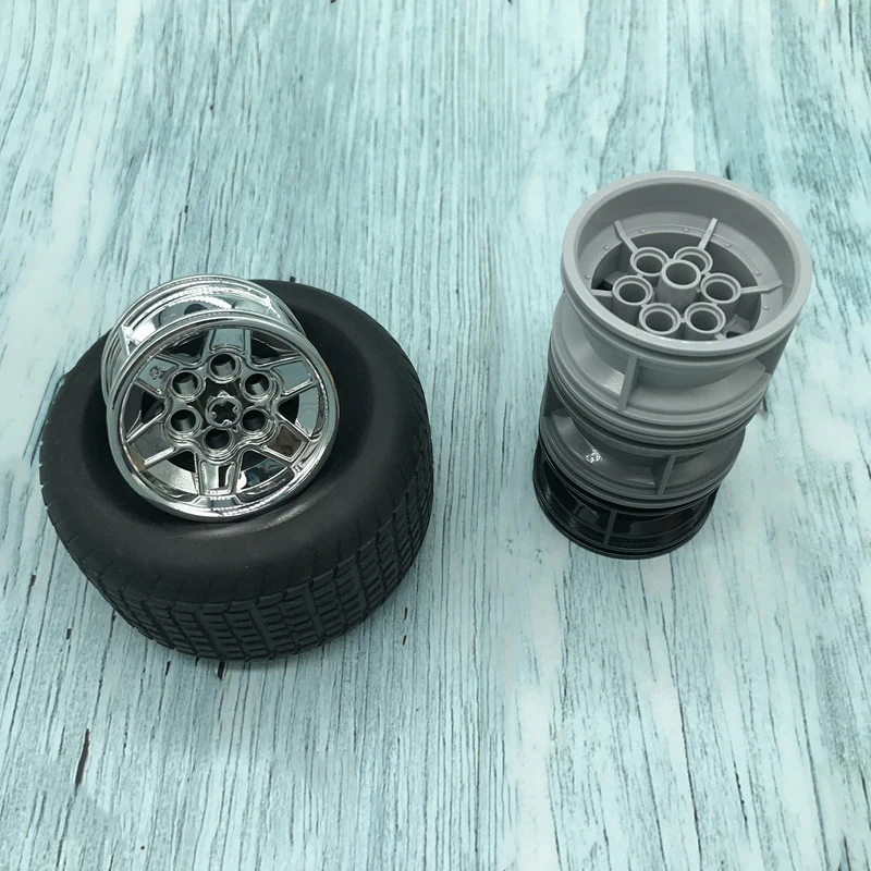 High-Tech Wheels 18450 Tyre 81.6x44 R & 56908 Wheel Hub 43.2x26 Racing Batpod MOC Building Blocks Brick DIY Toys Parts