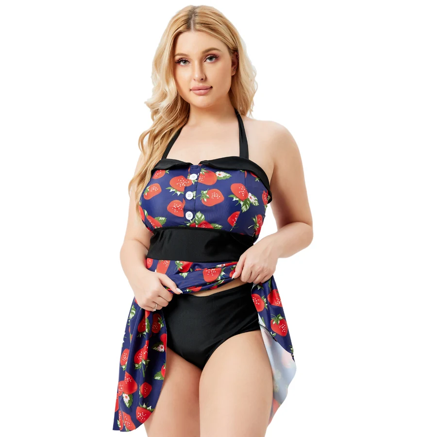 2022 New Plus Size XL-7XL Two Piece Swimming Suits Summer Large Size Women's Swimwear Big Printed Swimwear Female Beach Wear