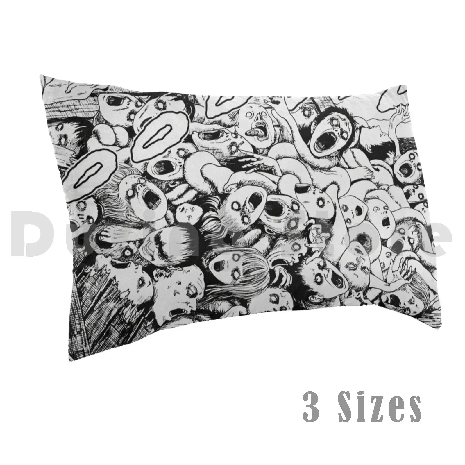 Creepy Head Pillow Case Printed 35x50 Anime Manga Cosplay Girls Kawaii Fan Edit Boy Weeaboo Junji