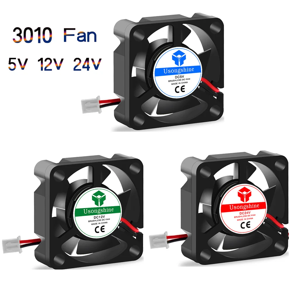 3D Pinter Parts 3010 fan 30MM 30x30x10MM 12V 5V 24V 2Pin DC Cooler Small Cooling Fan DIY Reprap For j-head hotend